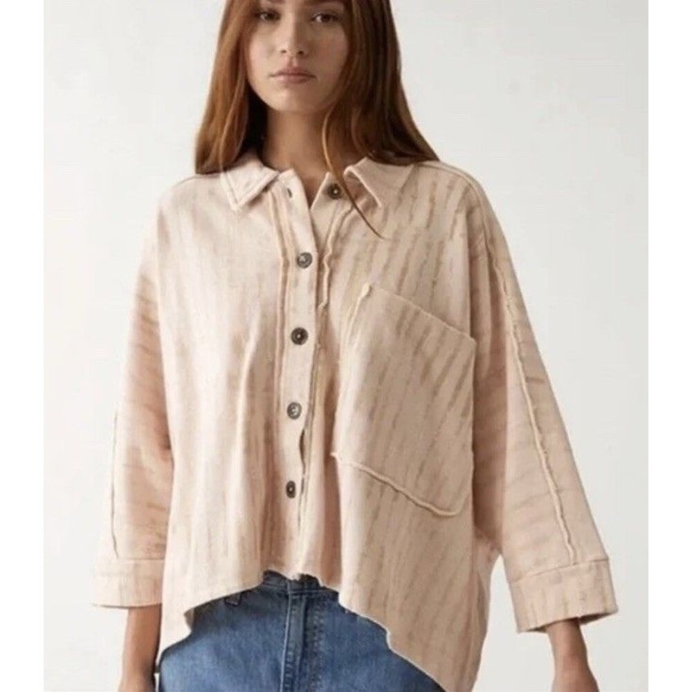 We The Free Montauk Shirt Jacket Shacket Print Tea Combo Small Boxy Oversized